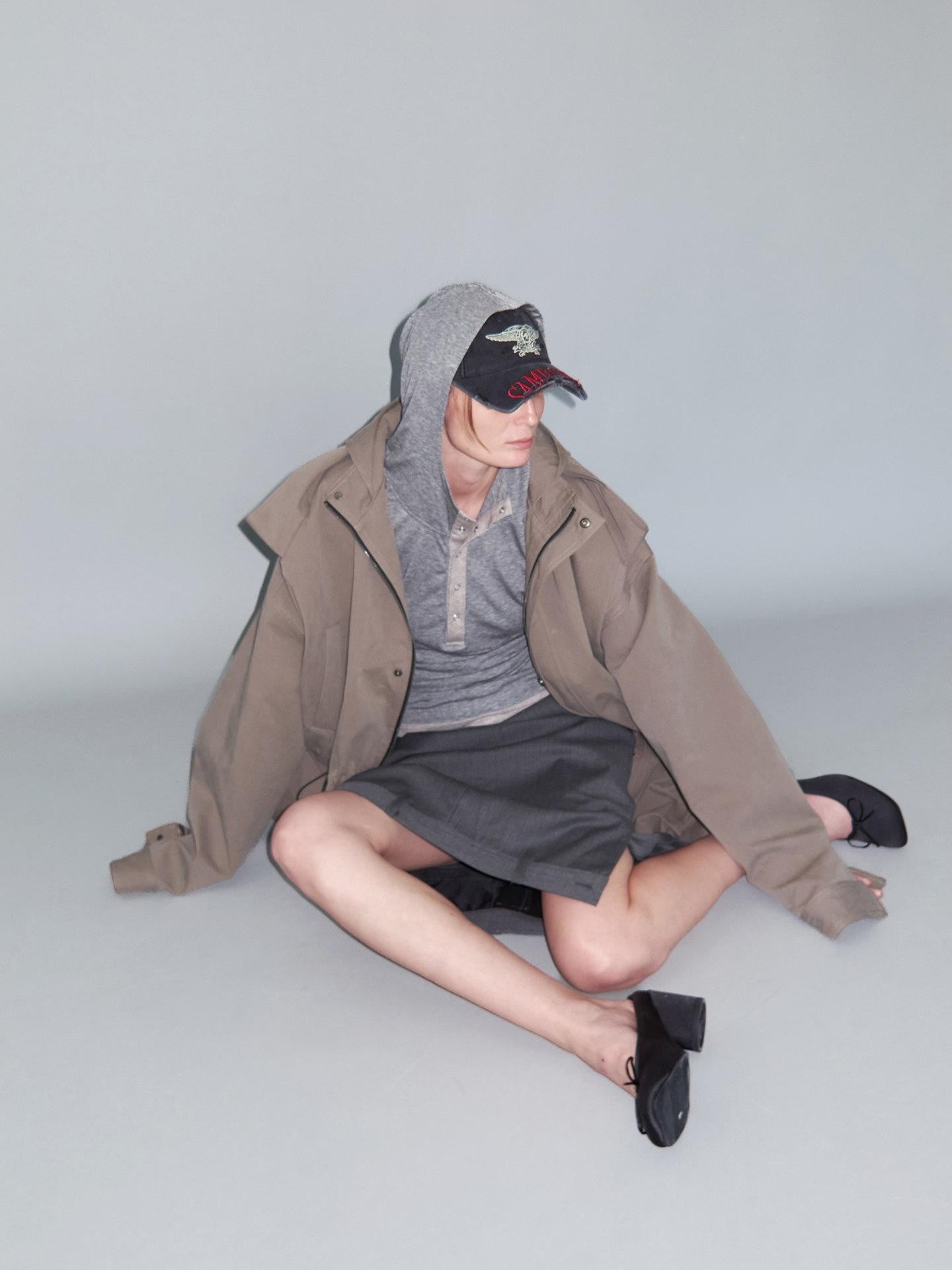 Delivery Khaki Double Collar Hooded Detachable Quilted Women&