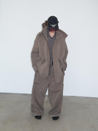 Delivery Khaki Double Collar Hooded Detachable Quilted Women&