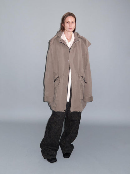Delivery Khaki Double Collar Hooded Detachable Quilted Women&