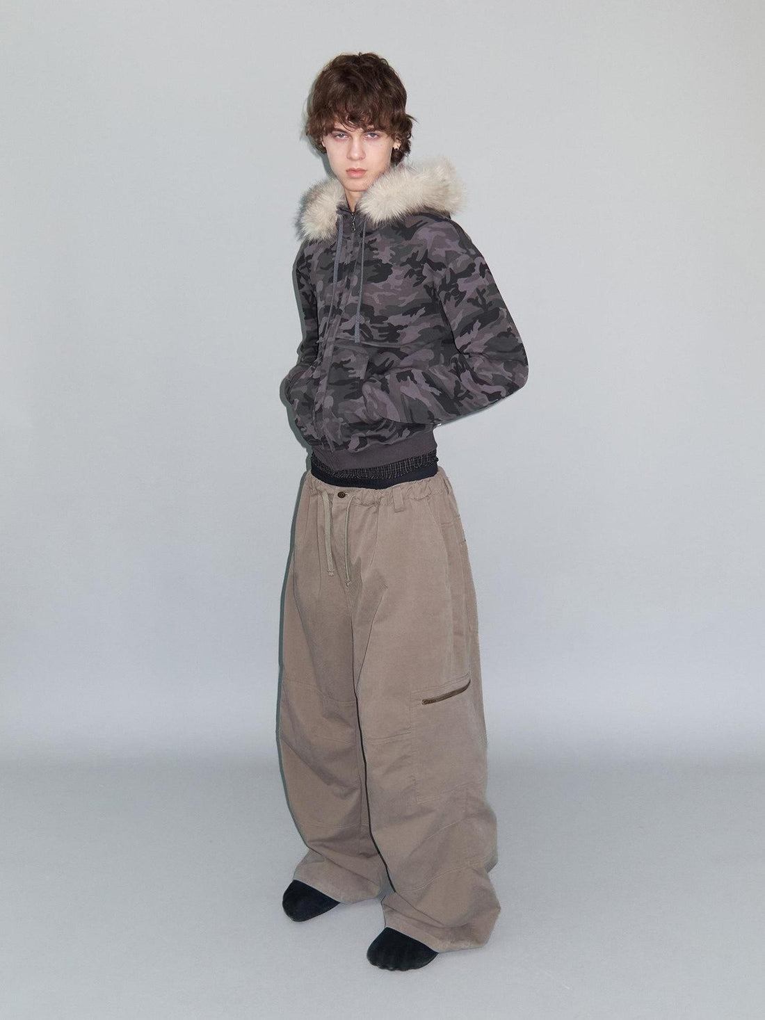 Delivery Khaki Double Collar Hooded Detachable Quilted Women&