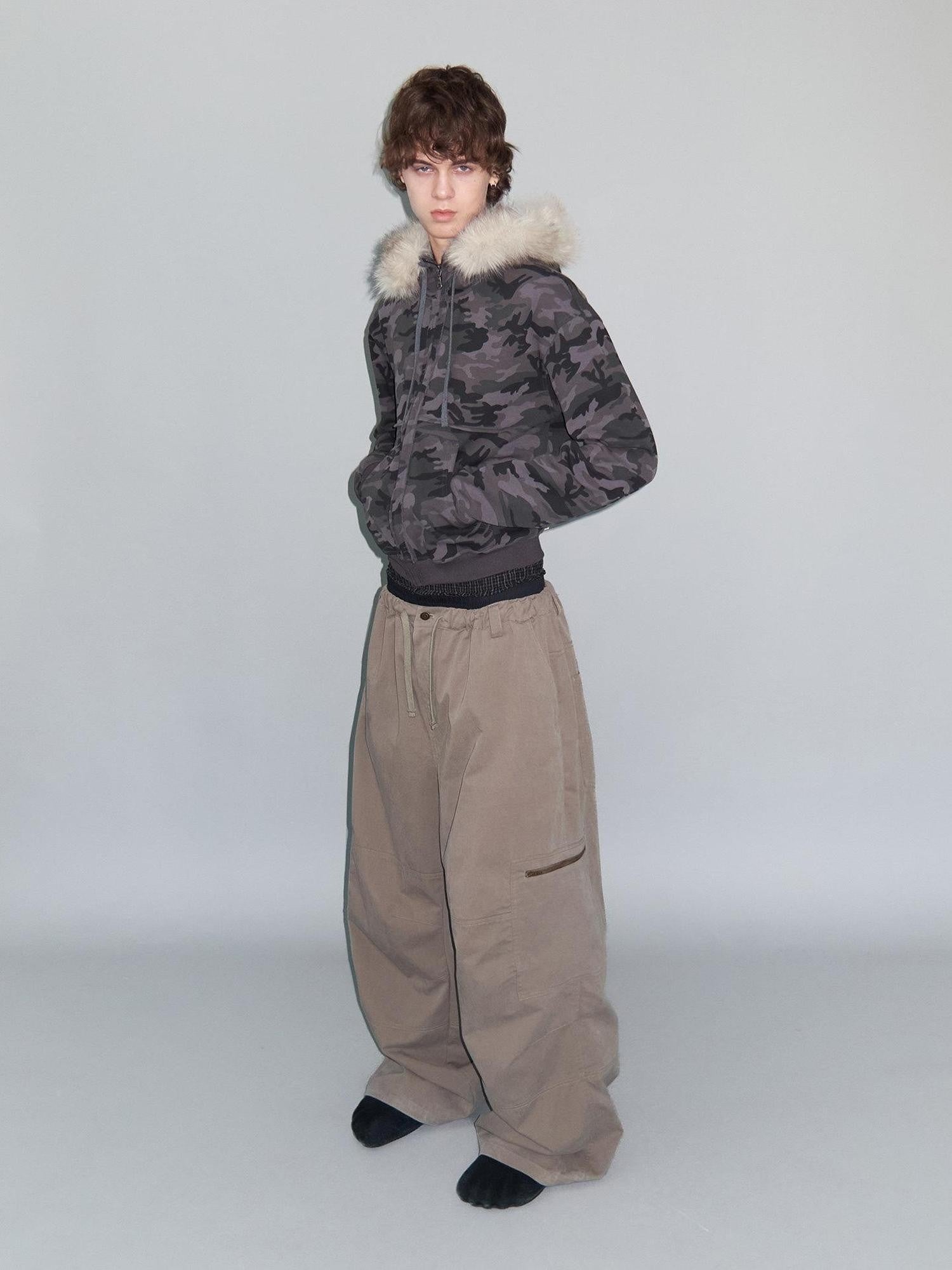 Delivery Khaki Double Collar Hooded Detachable Quilted Women&