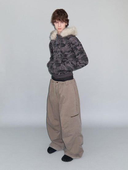 Delivery Khaki Double Collar Hooded Detachable Quilted Women&