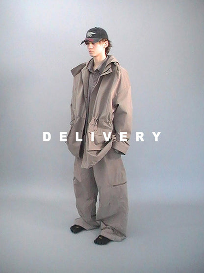 Delivery Khaki Double Collar Hooded Detachable Quilted Women&