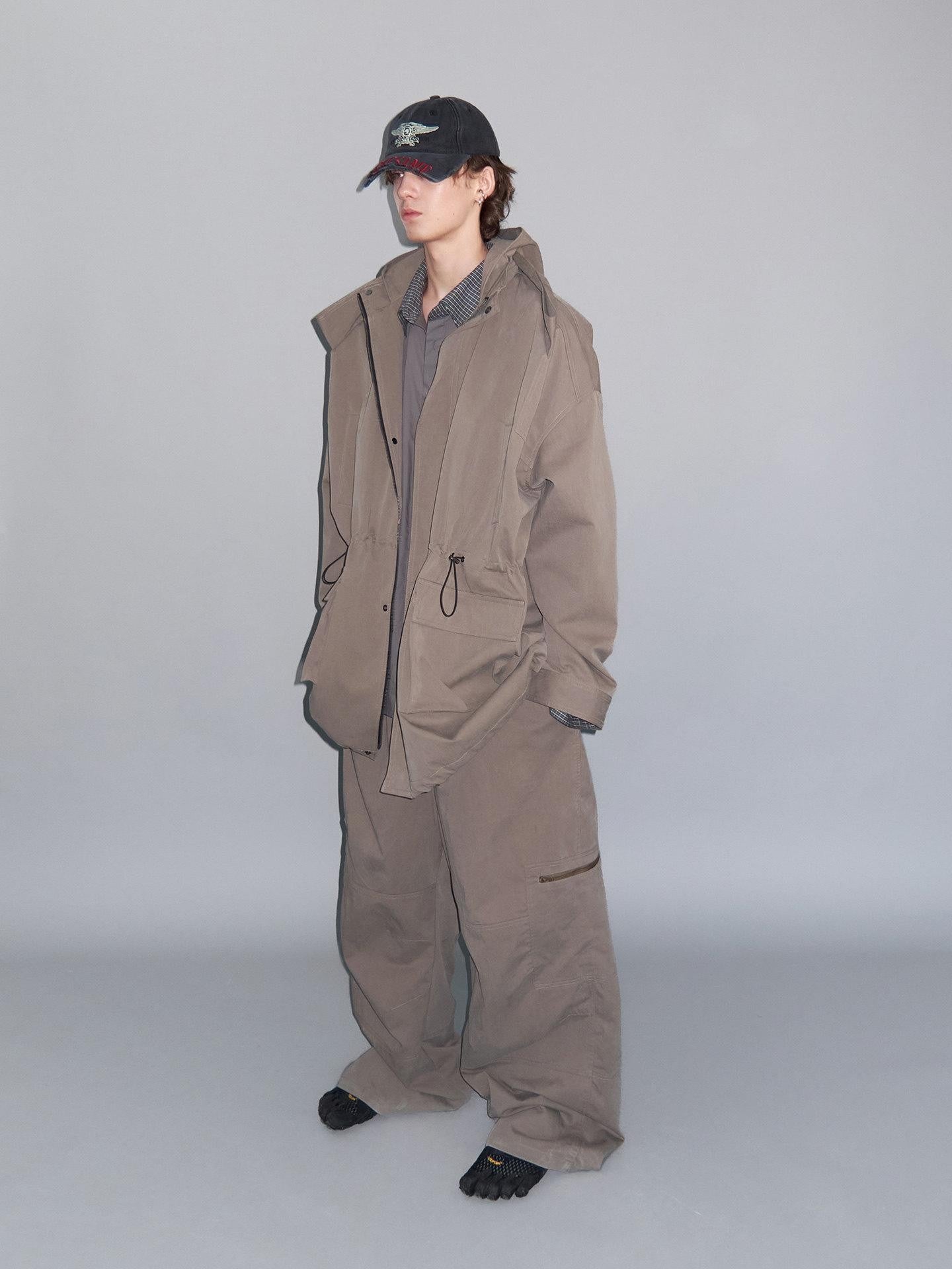 Delivery Khaki Double Collar Hooded Detachable Quilted Women&
