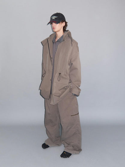 Delivery Khaki Double Collar Hooded Detachable Quilted Women&