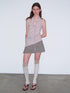 Delivery Knitted Halter Tie Back Top With Sheer Striped Lace Up Detail