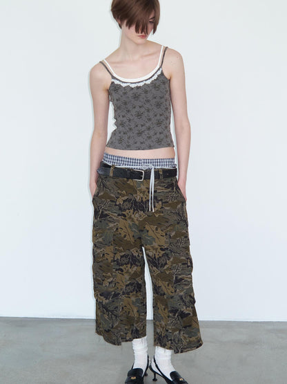 Delivery Lace Paneled Knit Camisole With Floral Print