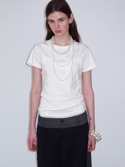 Delivery Lace Spliced Camisole Fake Two Piece Straight Cut Women&