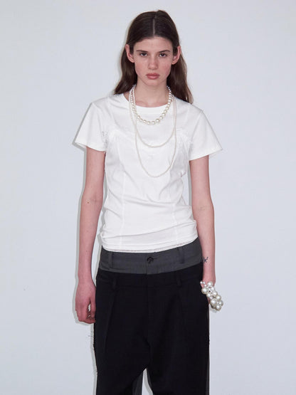 Delivery Lace Spliced Camisole Fake Two Piece Straight Cut Women&