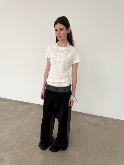 Delivery Lace Spliced Camisole Fake Two Piece Straight Cut Women&