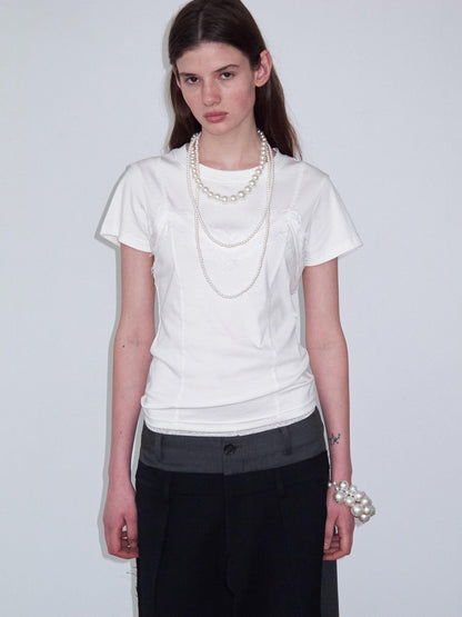 Delivery Lace Spliced Camisole Fake Two Piece Straight Cut Women&