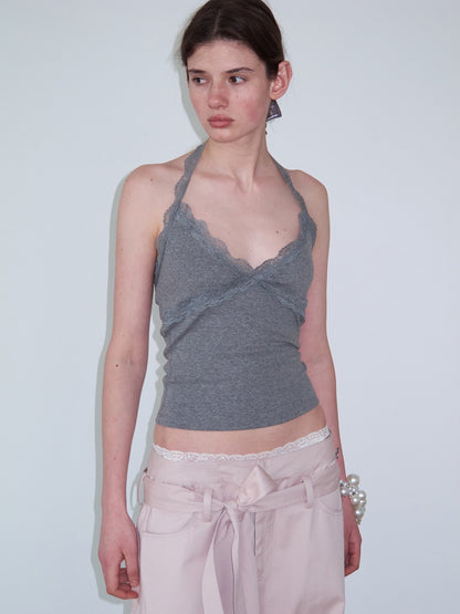 Delivery_Lace_Trim_Backless_Spliced_V-neck_Slim_Short_Women&