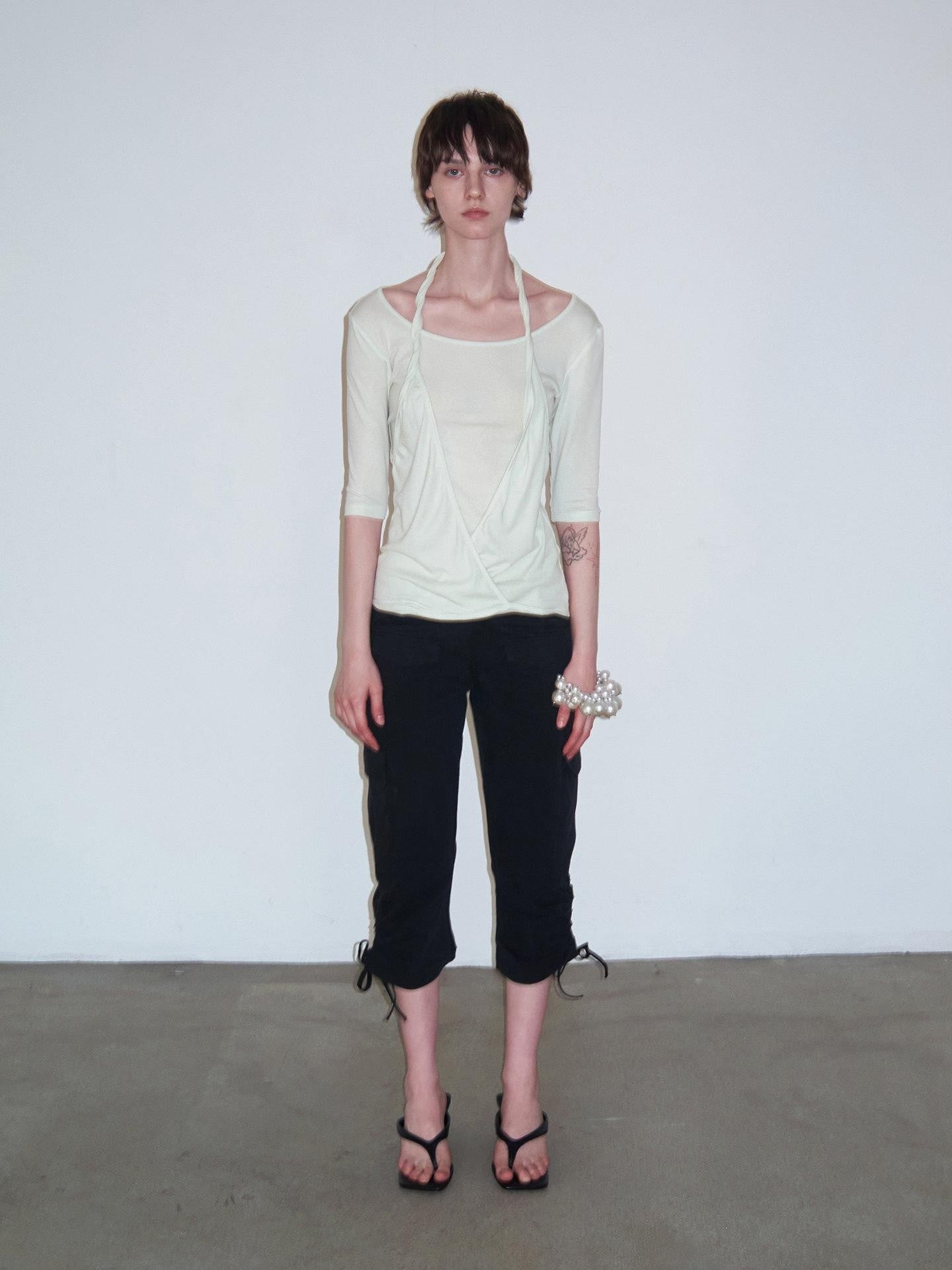 Delivery Layered Knot Halter Round Neck Women&
