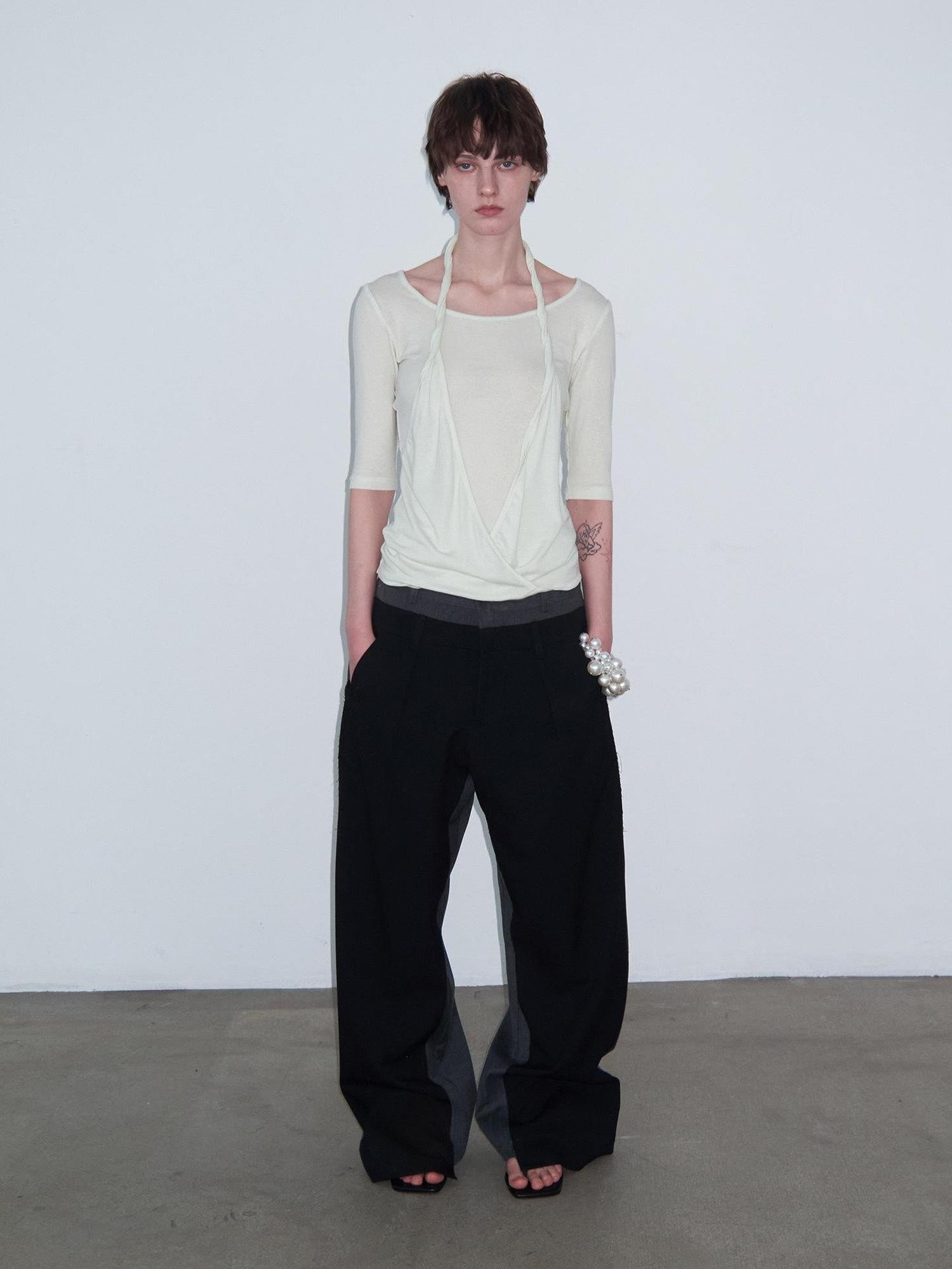 Delivery Layered Knot Halter Round Neck Women&
