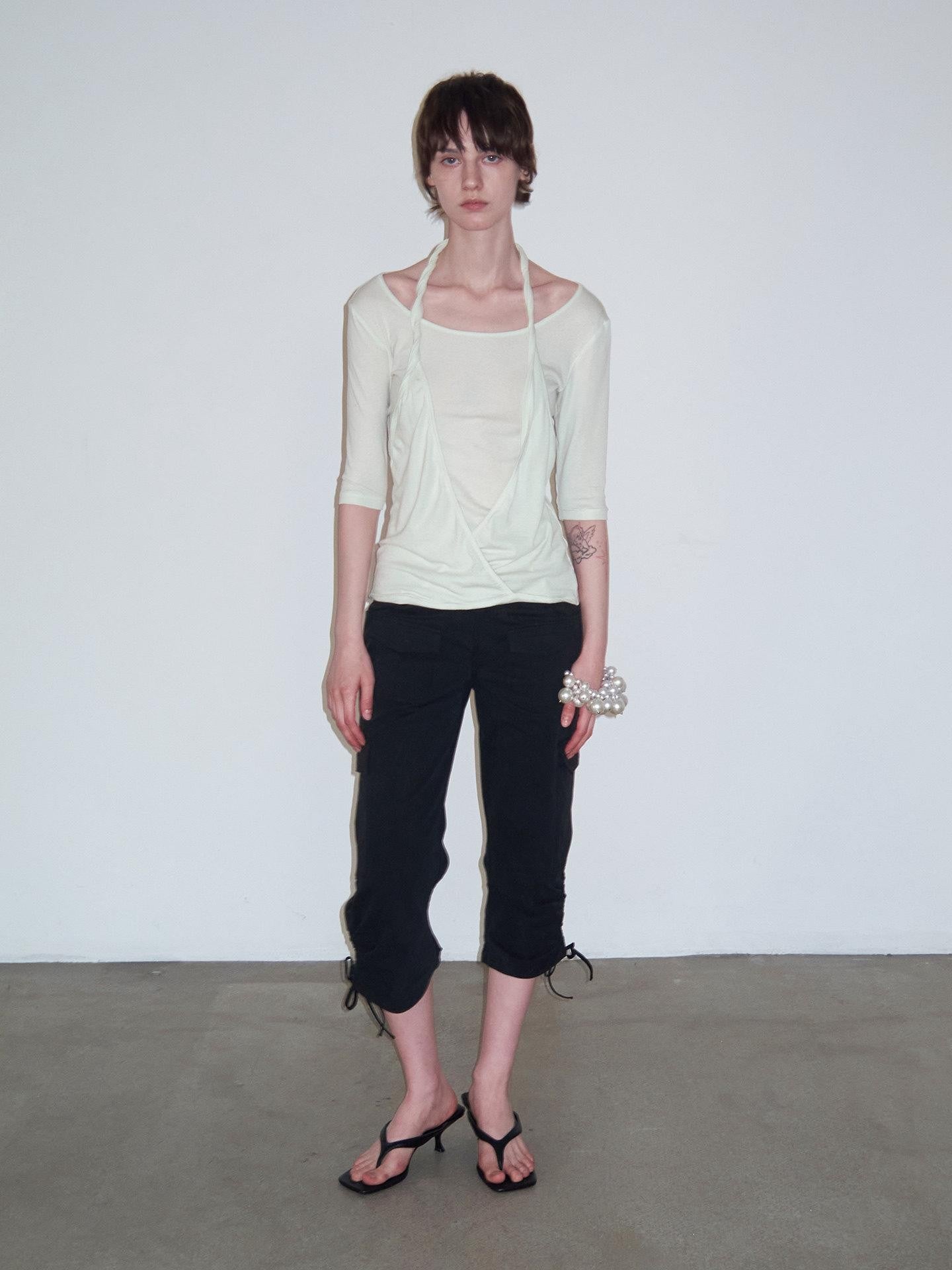 Delivery Layered Knot Halter Round Neck Women&