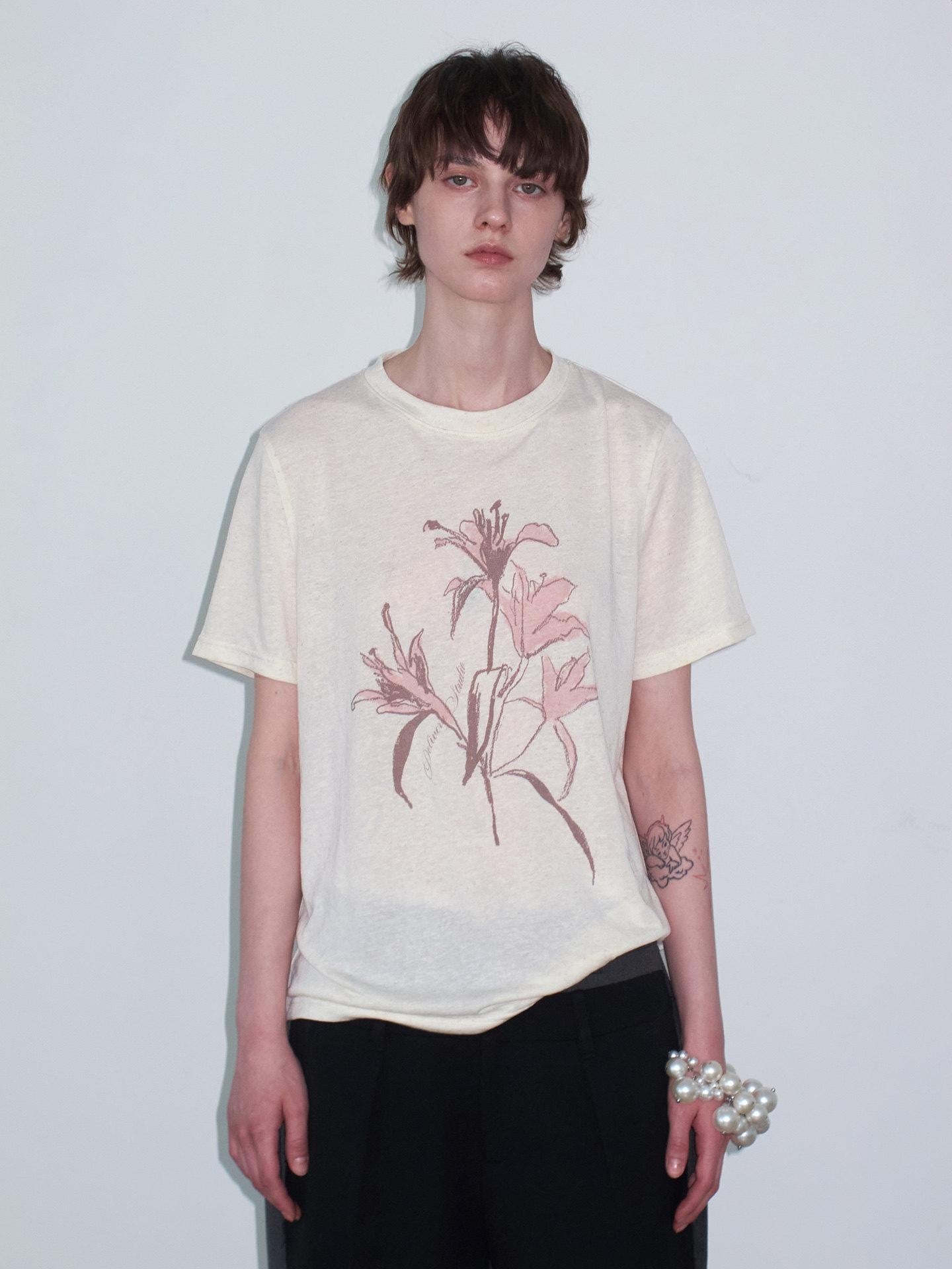Delivery Light Beige Hand Painted Floral Print Women&