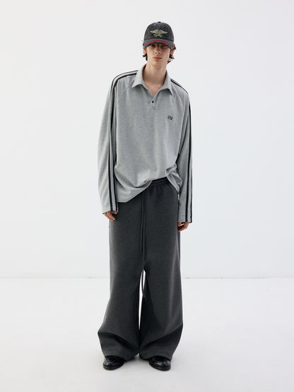 Delivery_Light_Gray_Open_Sleeve_Two_Way_Polo_Neck_Contrast_Black_Stripe_Women&