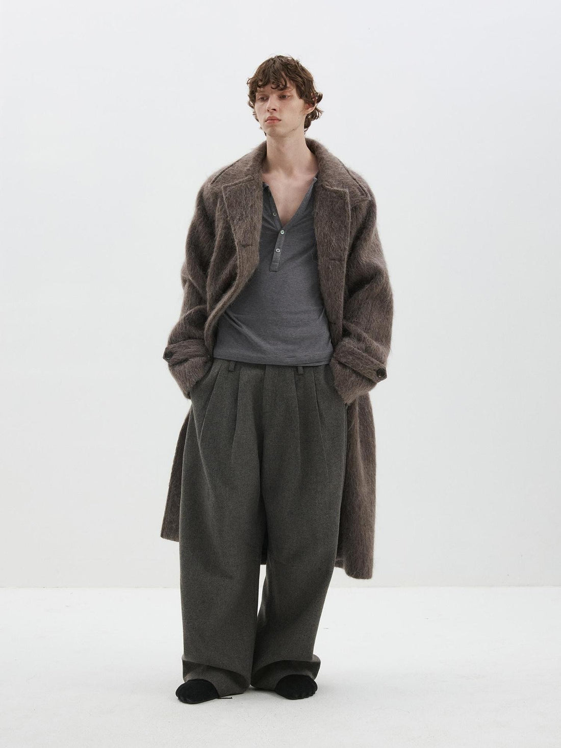 Delivery Loose Stand Collar Alpaca Wool Blend Women&