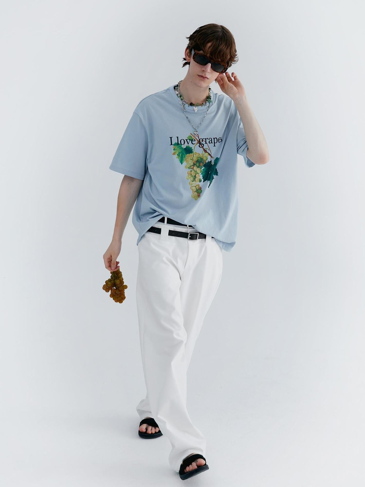 Delivery Love Grapes Print T-Shirt
