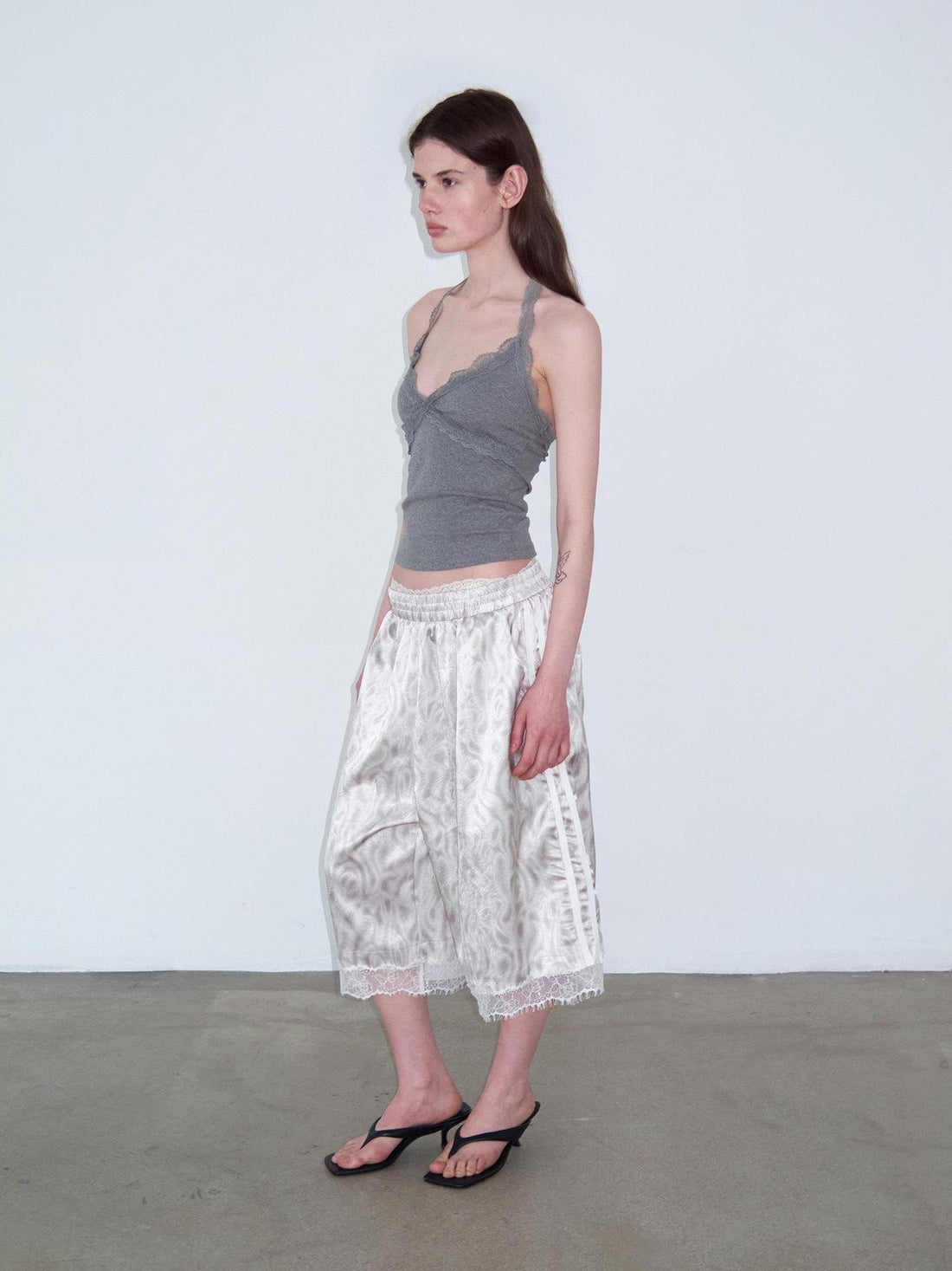 Delivery Lustrous Taupe Webbing Lace Patchwork Women&