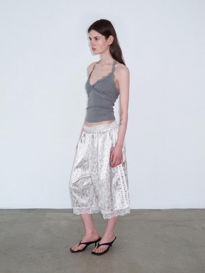 Delivery Lustrous Taupe Webbing Lace Patchwork Women&