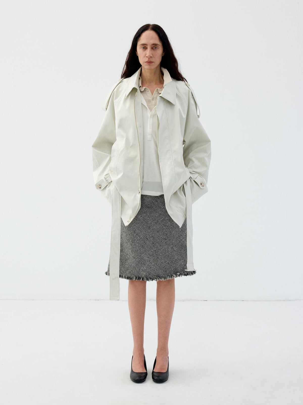 Delivery Matte Brushed Satin Luster Off White Wrinkle Resistant Zip Women&