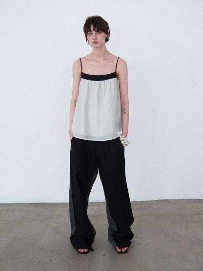 Delivery Mint Green Black Contrast Ruched Square Neck Loose Women&