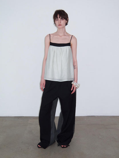 Delivery Mint Green Black Contrast Ruched Square Neck Loose Women&