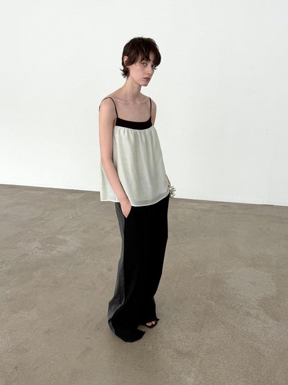 Delivery Mint Green Black Contrast Ruched Square Neck Loose Women&