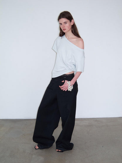 Delivery Mint Ice Blue Asymmetric Tie Knot Hem Women&