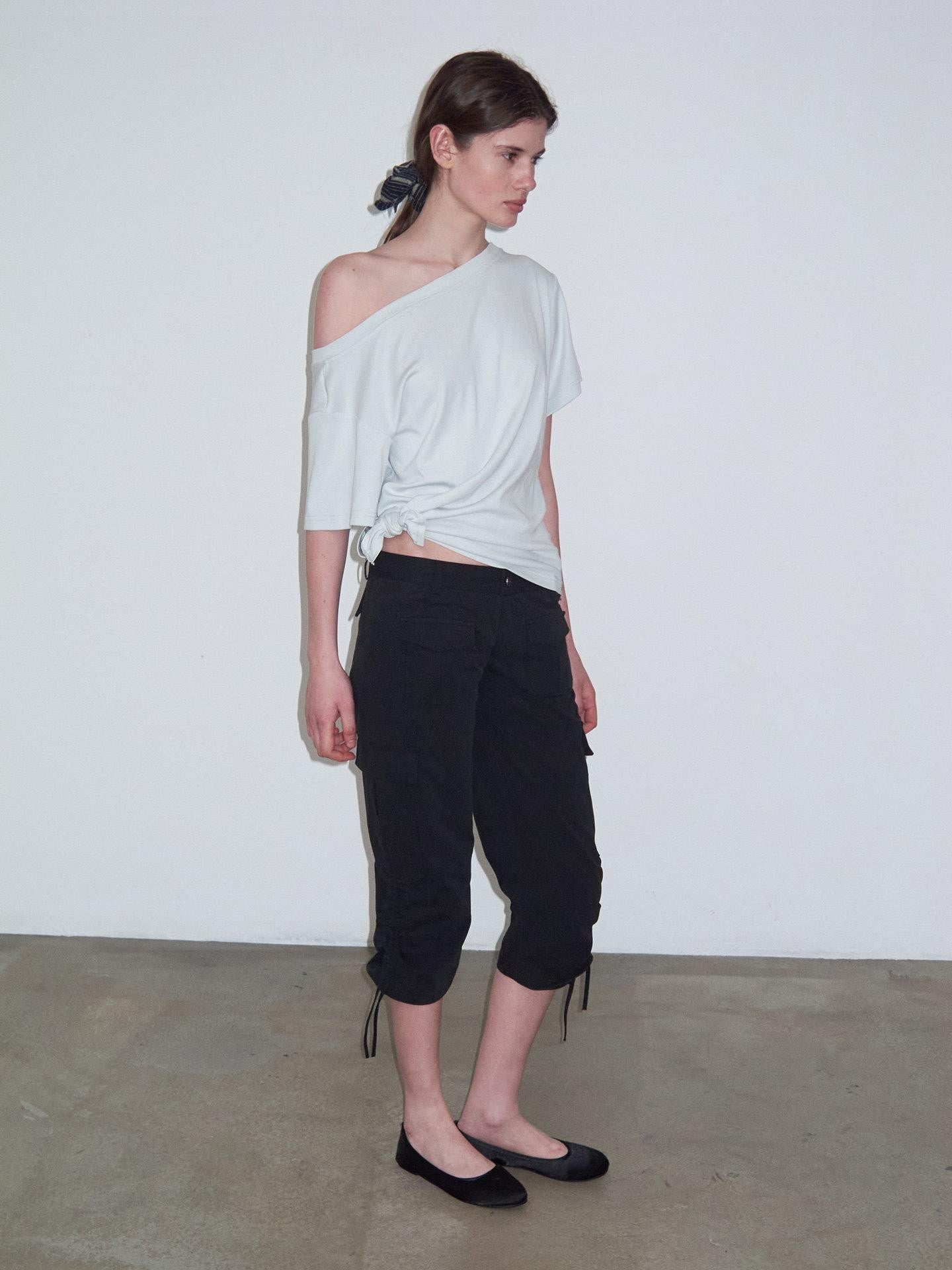 Delivery Mint Ice Blue Asymmetric Tie Knot Hem Women&