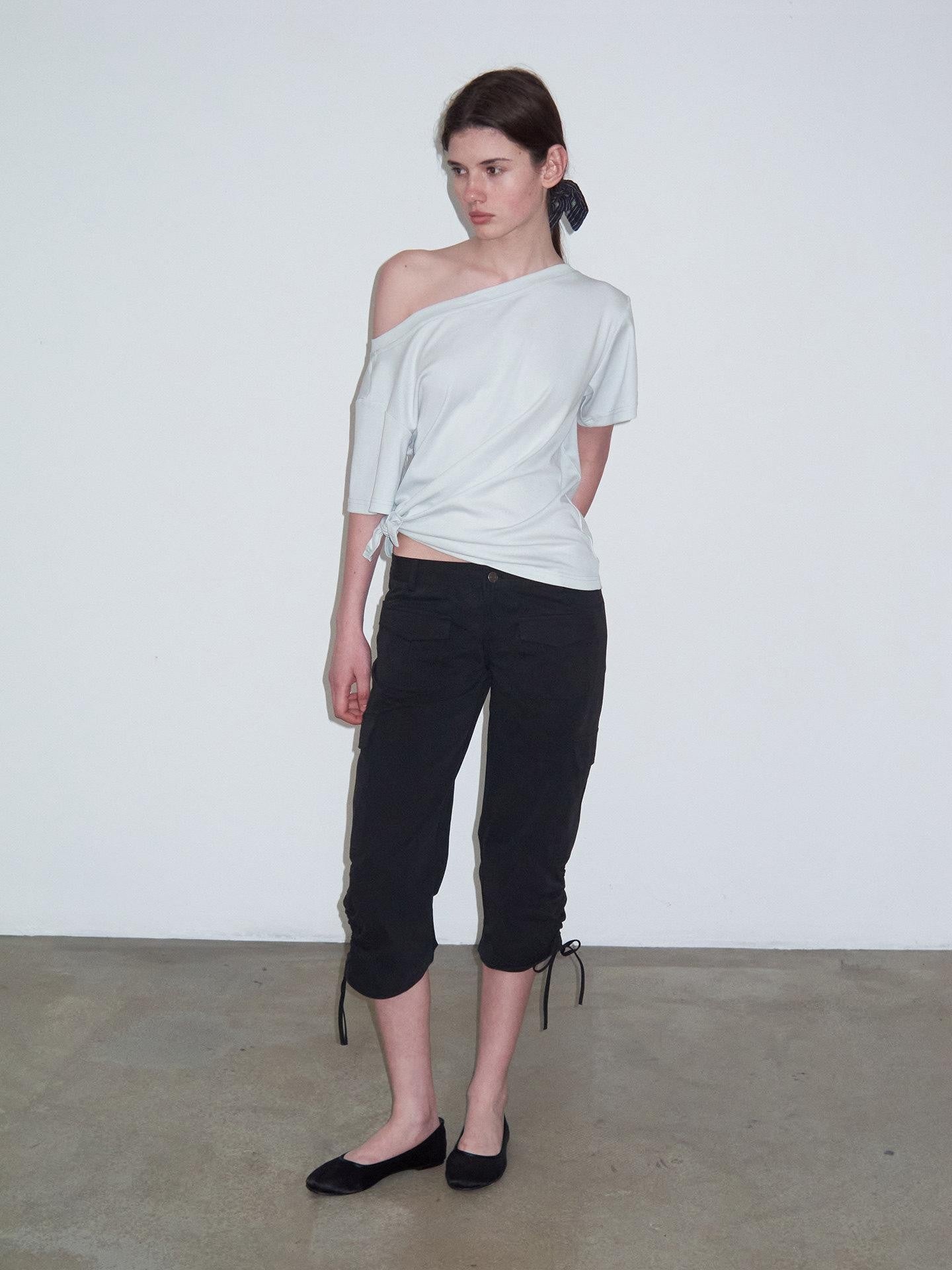 Delivery Mint Ice Blue Asymmetric Tie Knot Hem Women&