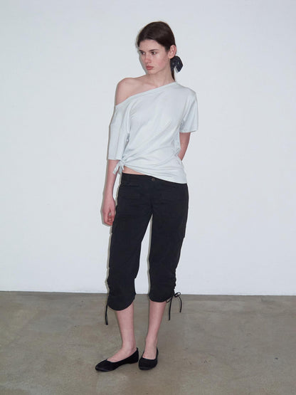 Delivery Mint Ice Blue Asymmetric Tie Knot Hem Women&