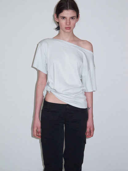 Delivery Mint Ice Blue Asymmetric Tie Knot Hem Women&