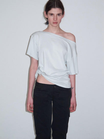 Delivery Mint Ice Blue Asymmetric Tie Knot Hem Women&