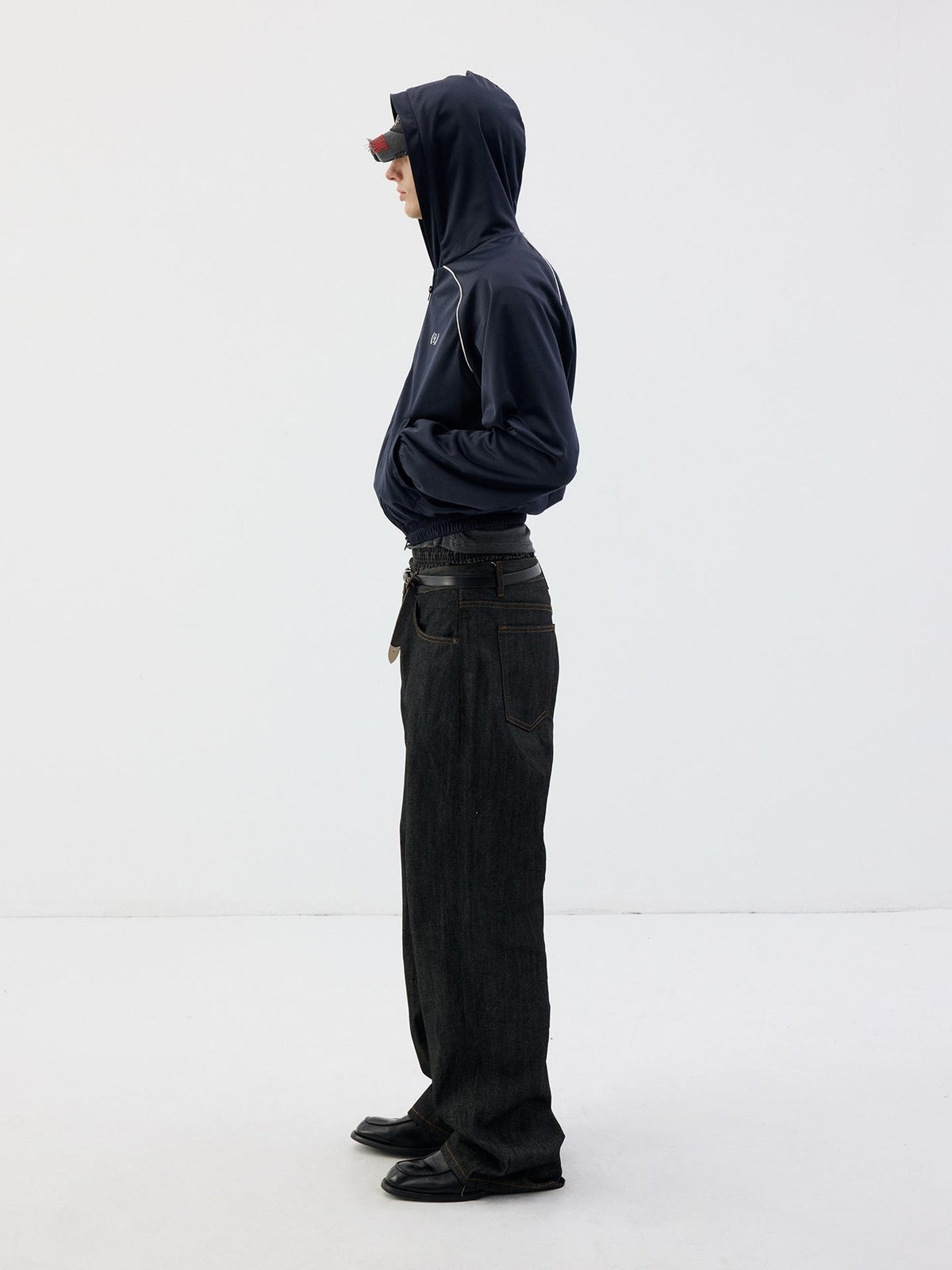 Delivery Navy Hooded Zip Up Streetwear Loose Fit Women&