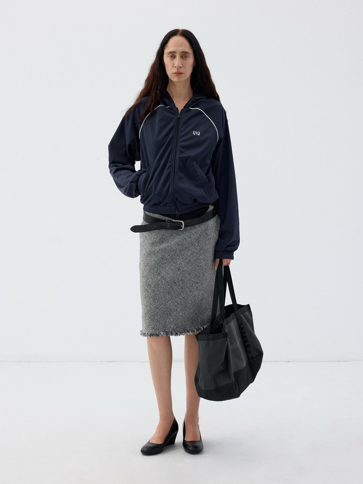 Delivery Navy Hooded Zip Up Streetwear Loose Fit Women&