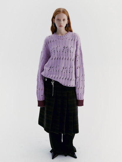 Delivery Pale Lavender Asymmetric Cutout Round Neck Women&