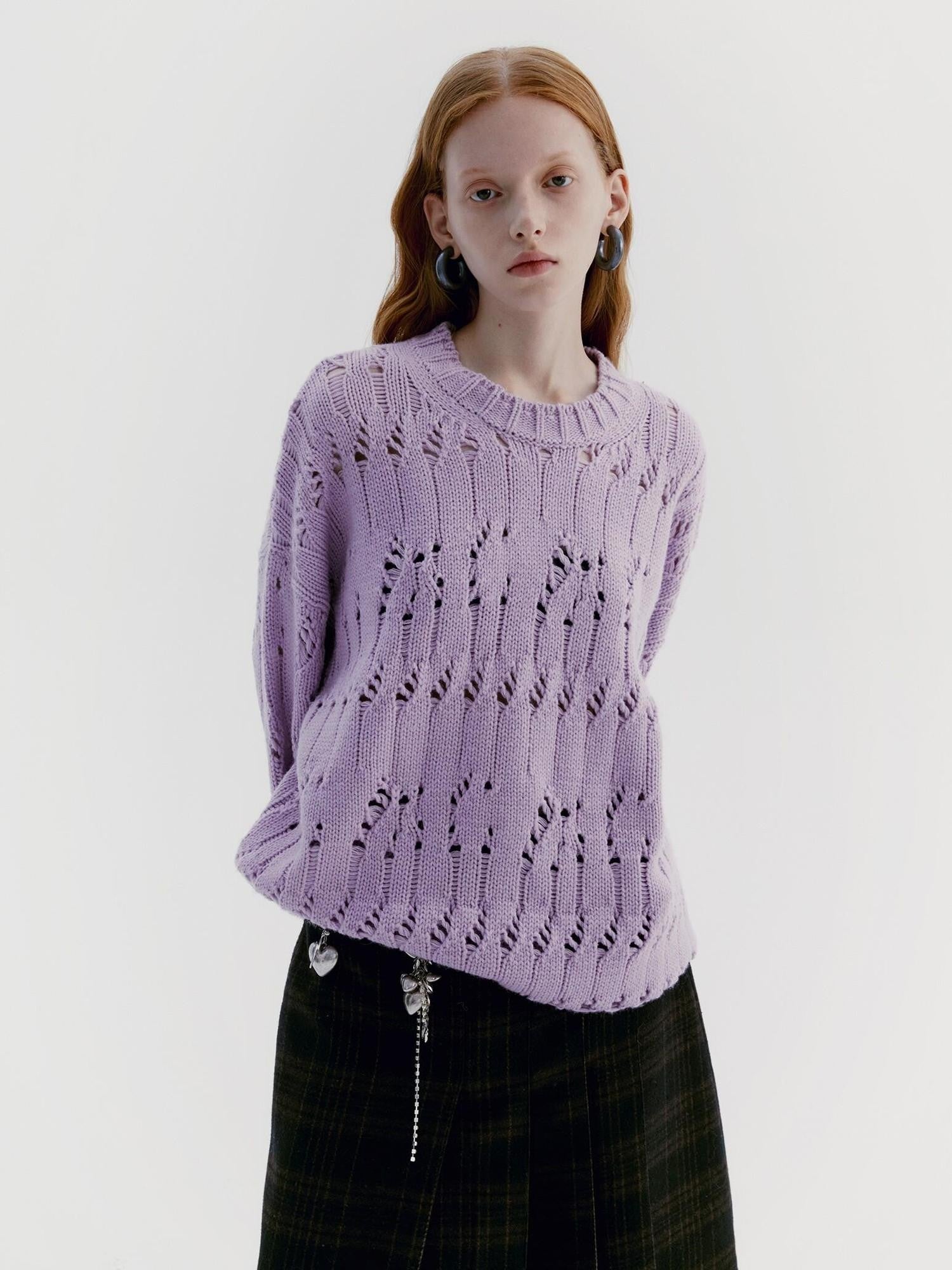 Delivery Pale Lavender Asymmetric Cutout Round Neck Women&