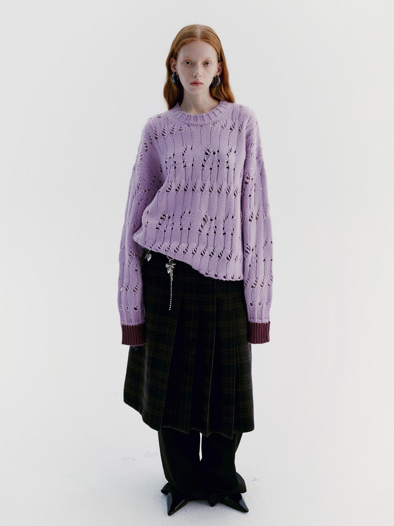 Delivery Pale Lavender Asymmetric Cutout Round Neck Women&
