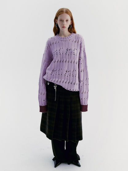 Delivery Pale Lavender Asymmetric Cutout Round Neck Women&