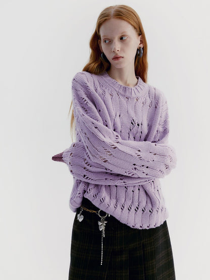Delivery Pale Lavender Asymmetric Cutout Round Neck Women&