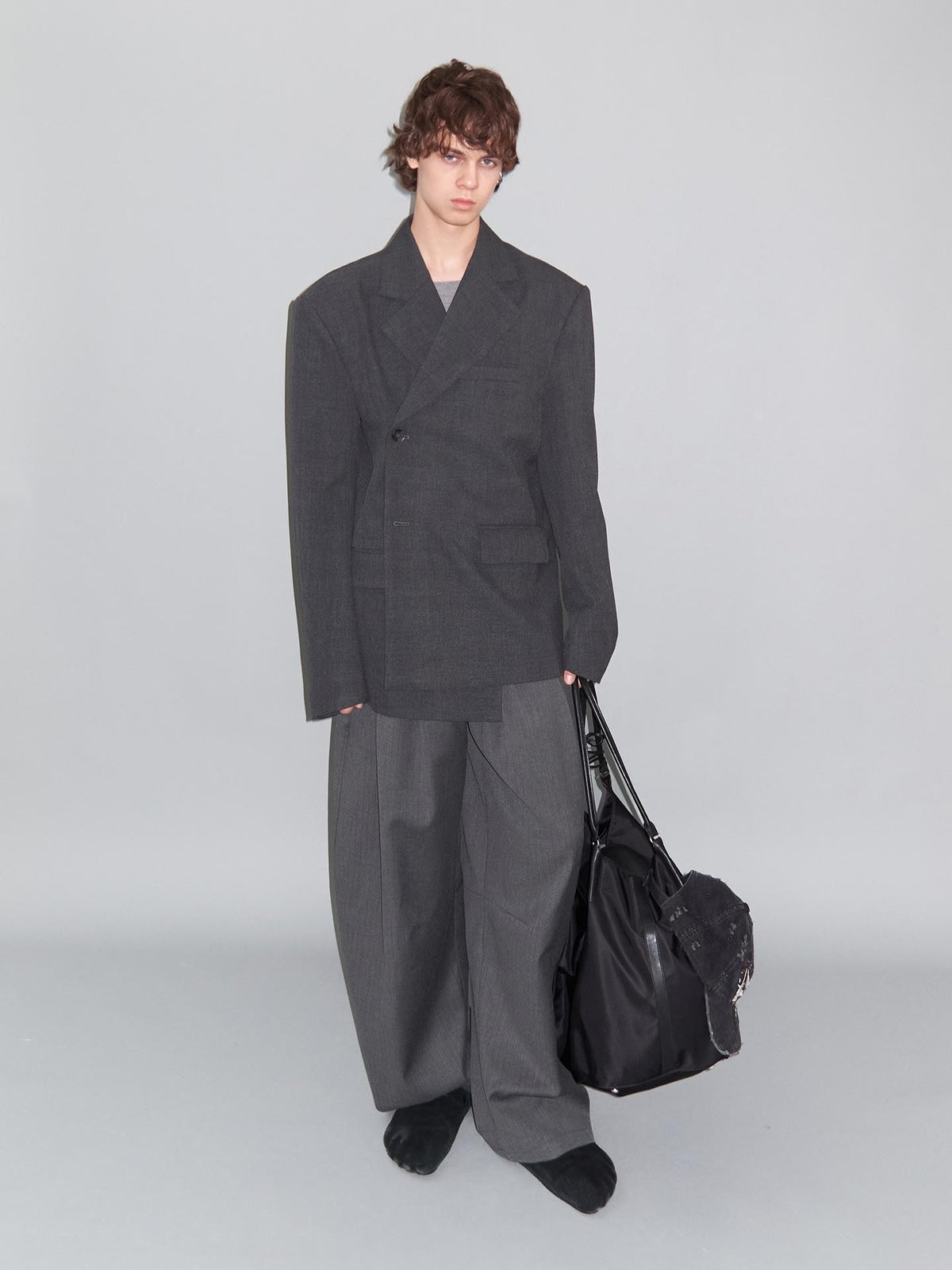 Delivery Plaid Notch Lapel Oversized Women&