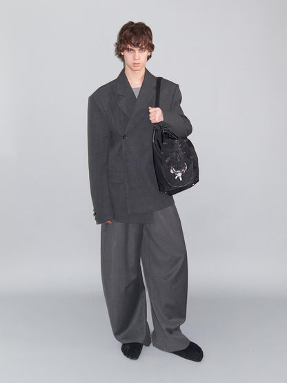 Delivery Plaid Notch Lapel Oversized Women&