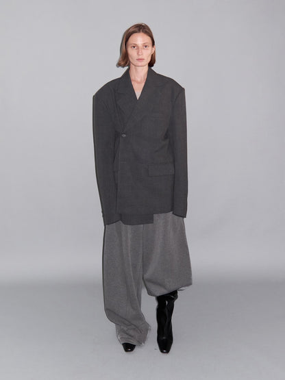 Delivery Plaid Notch Lapel Oversized Women&