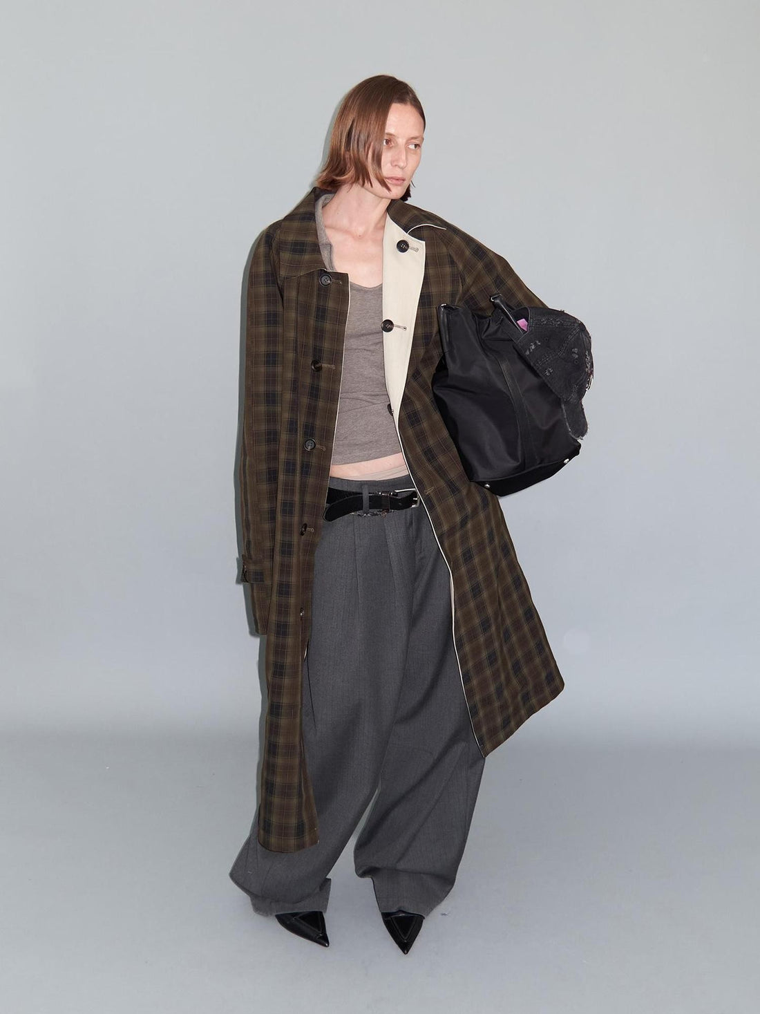 Delivery Plaid Reversible Relaxed Long Square Neck Women&