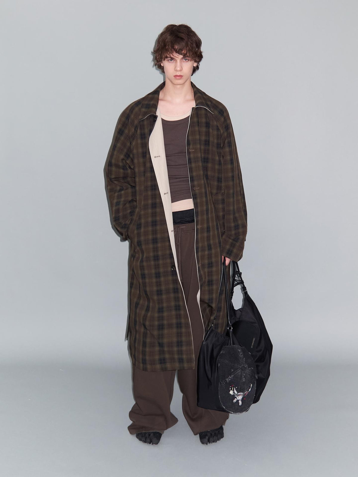 Delivery Plaid Reversible Relaxed Long Square Neck Women&