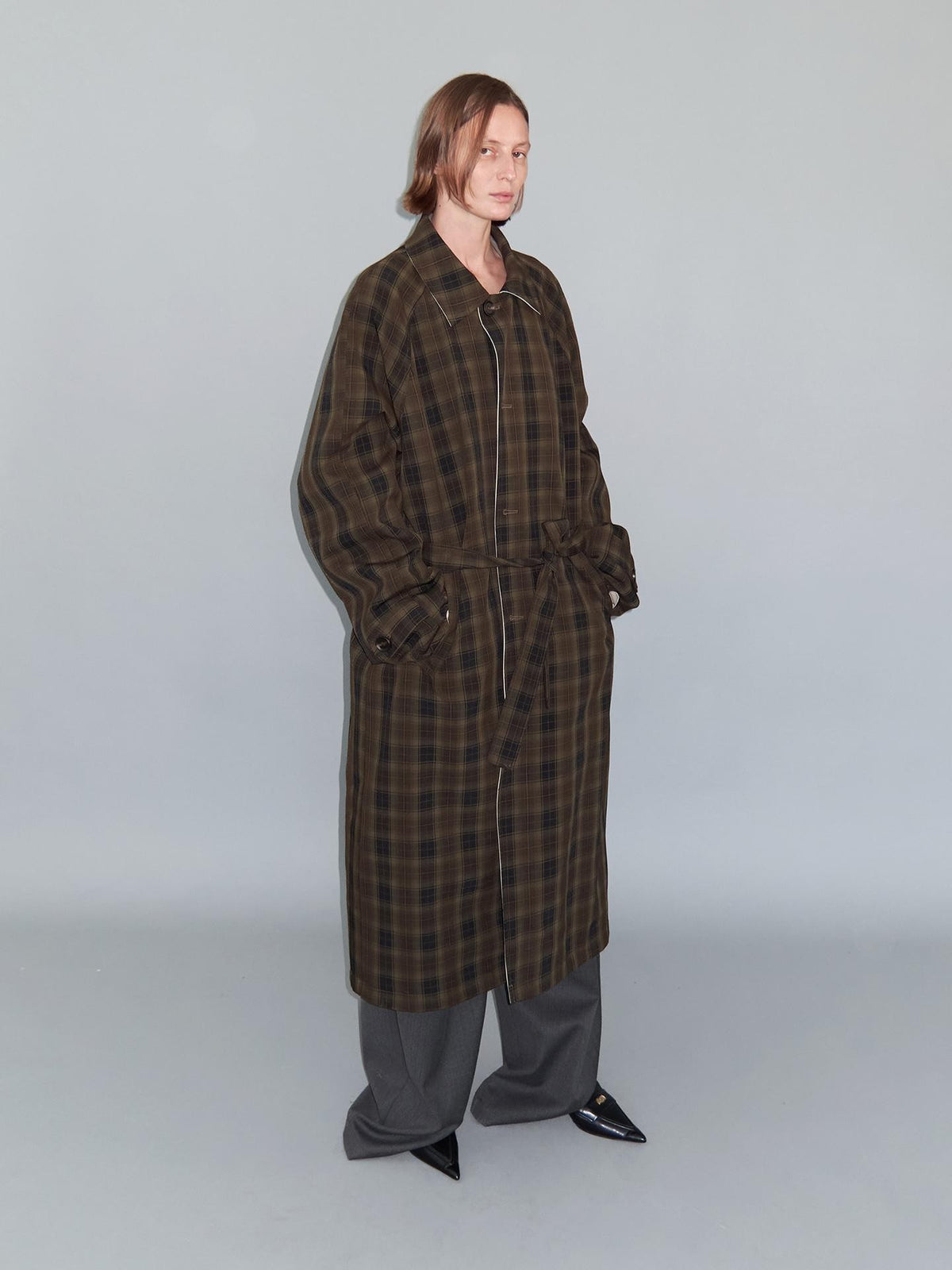 Delivery Plaid Reversible Relaxed Long Square Neck Women&