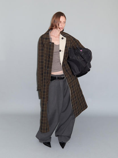 Delivery Plaid Reversible Relaxed Long Square Neck Women&