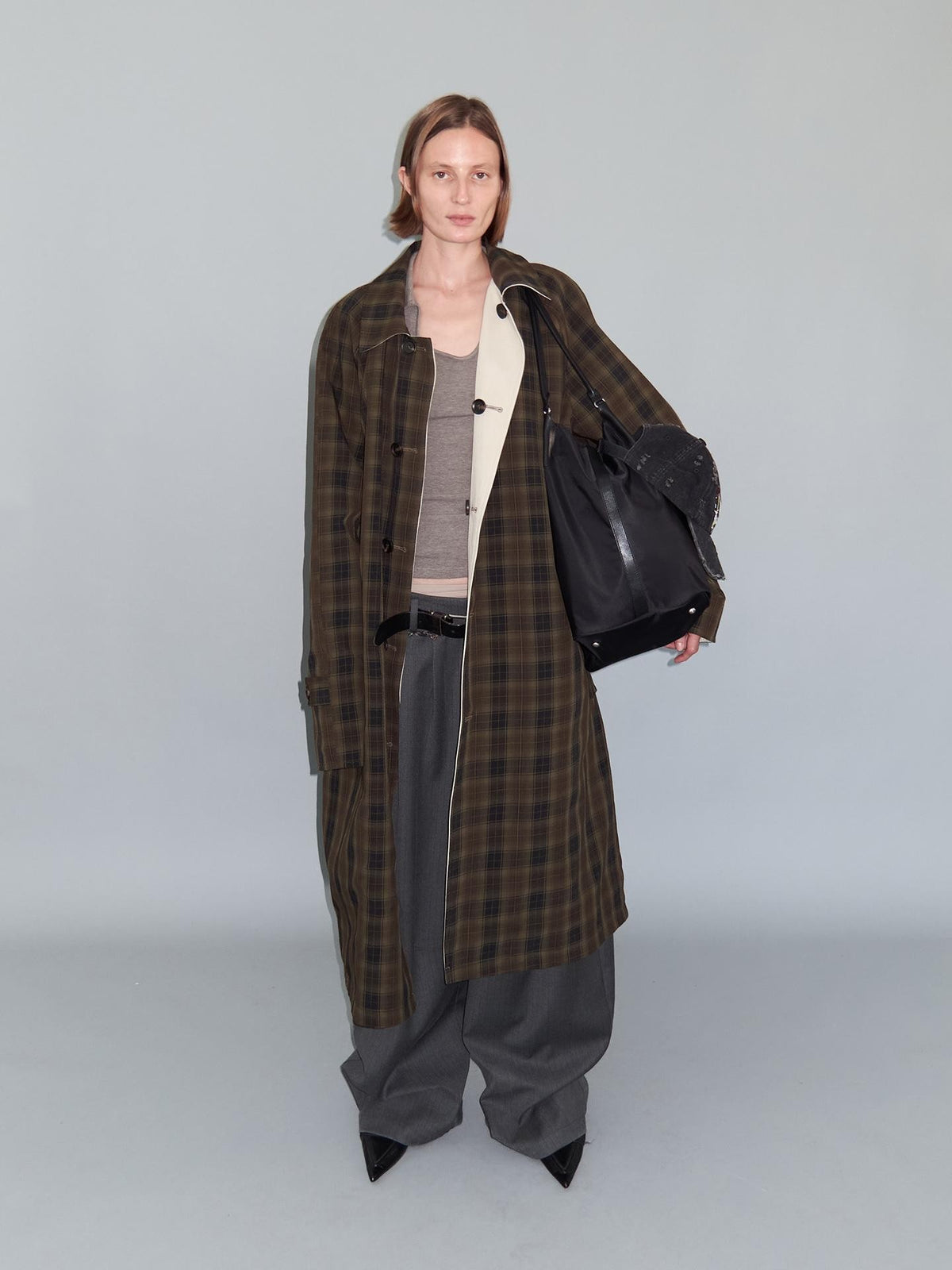 Delivery Plaid Reversible Relaxed Long Square Neck Women&
